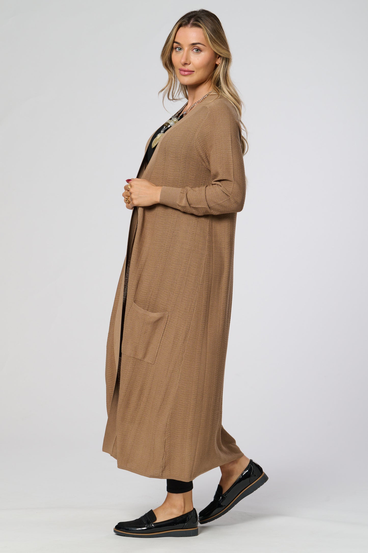 Long Knitted Cardigan With Pockets