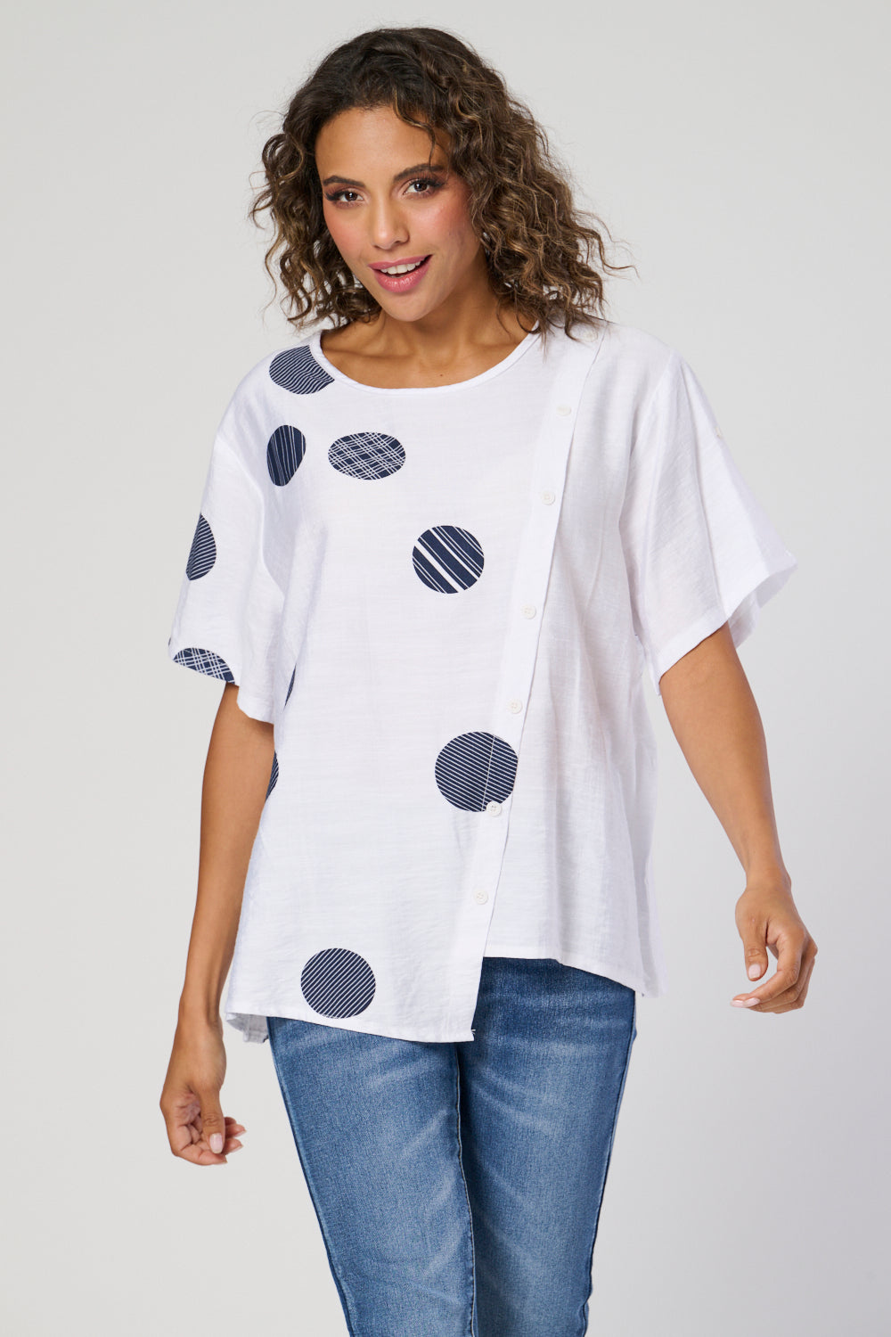 7924-A Printed oversized Top with short ruched sleeves (Wholesale Pack Of 7) Pre-Order