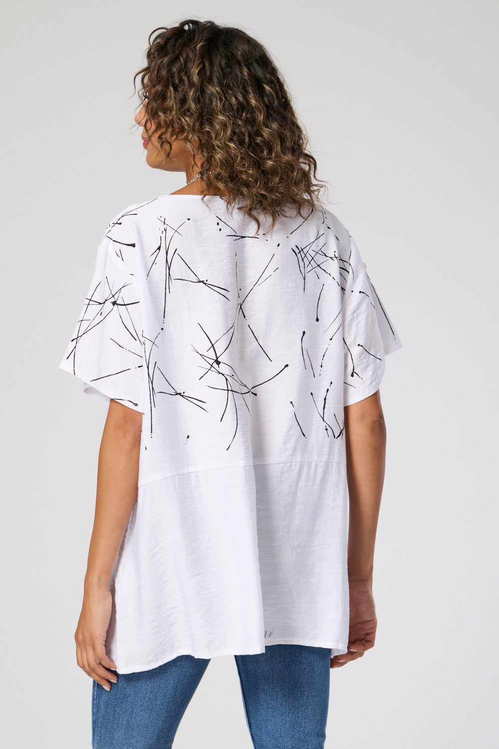 7925-A Printed oversized Top with short ruched sleeves (Wholesale Pack Of 7) Pre-Order