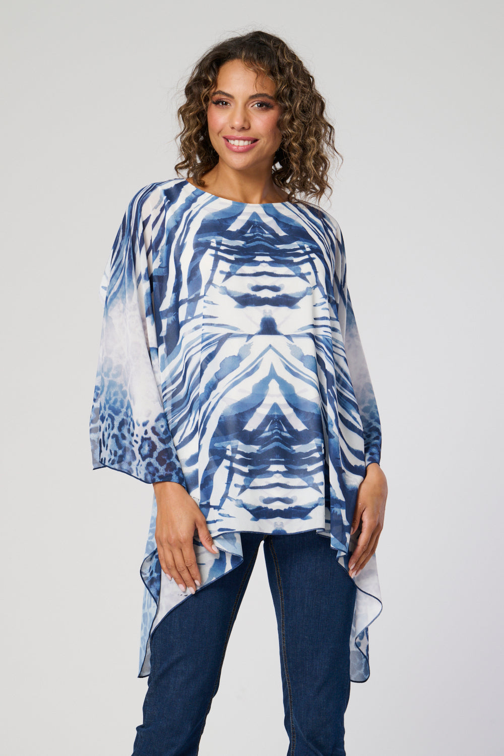7940-A Abstract Printed Blue Top (Pack of 7) Pre-Order