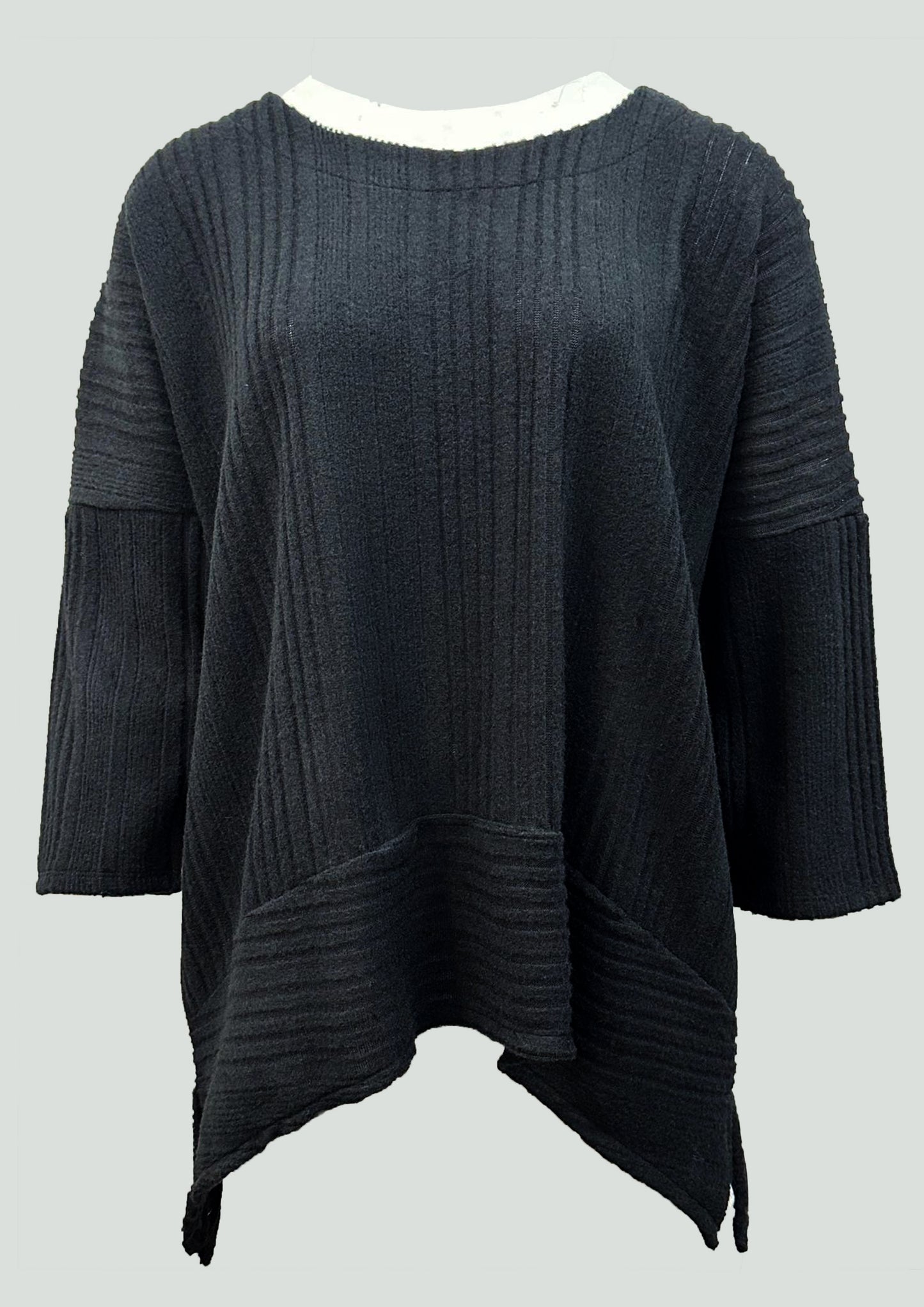 Multi-panelled Striped Velvet Top