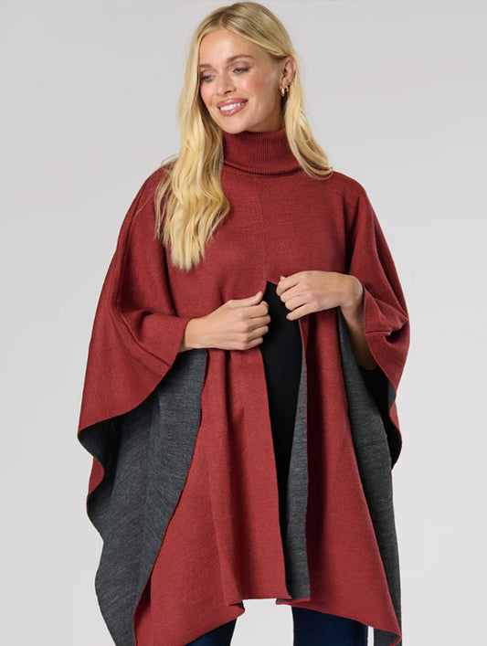 Reversible Knitted Split Front Poncho