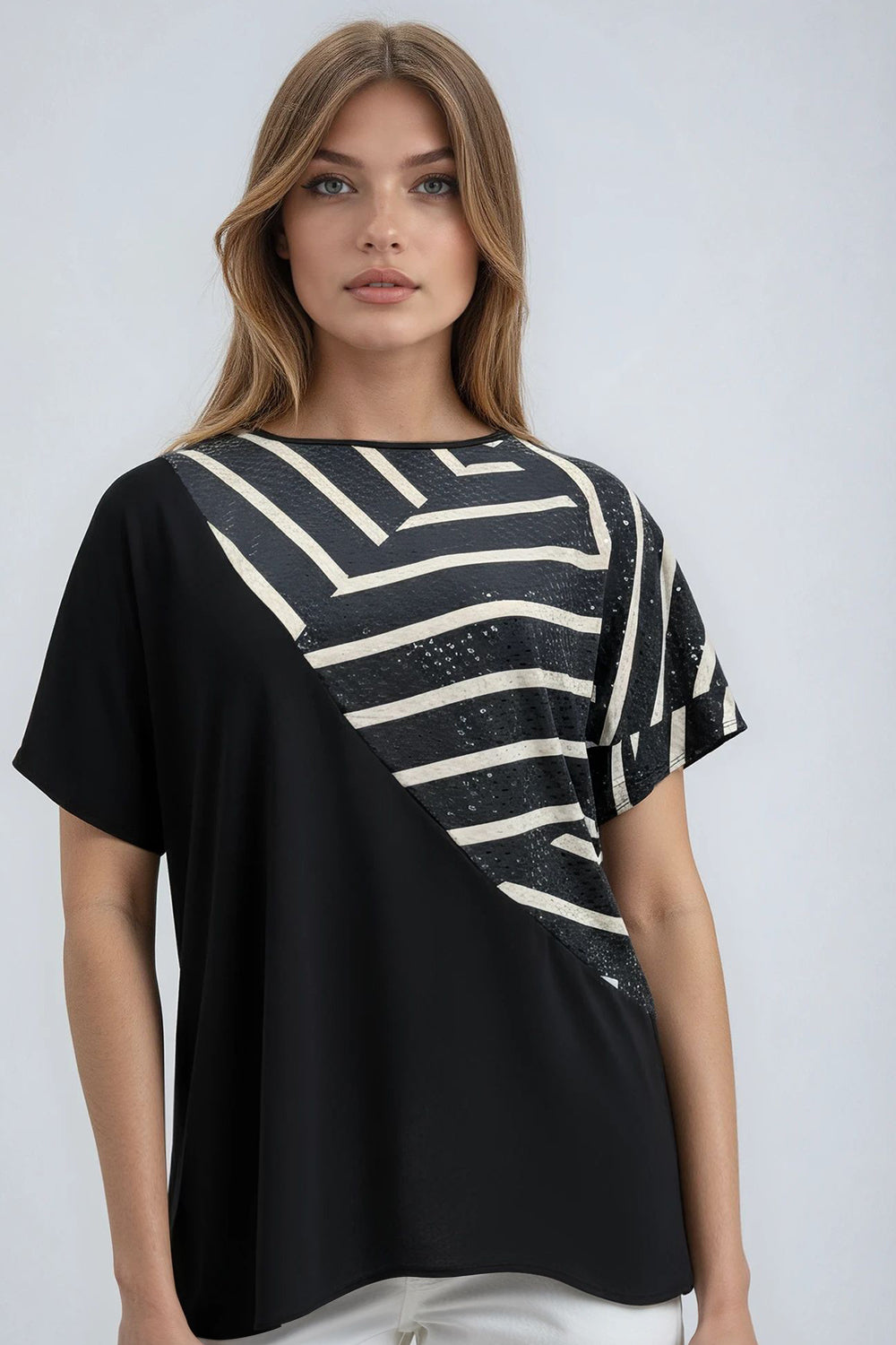 Abstract Print Embellished Top