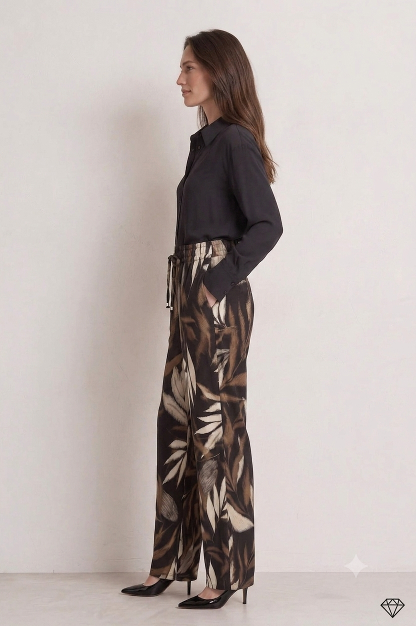 Abstract Leaf Print Wide Leg Trouser £10.95