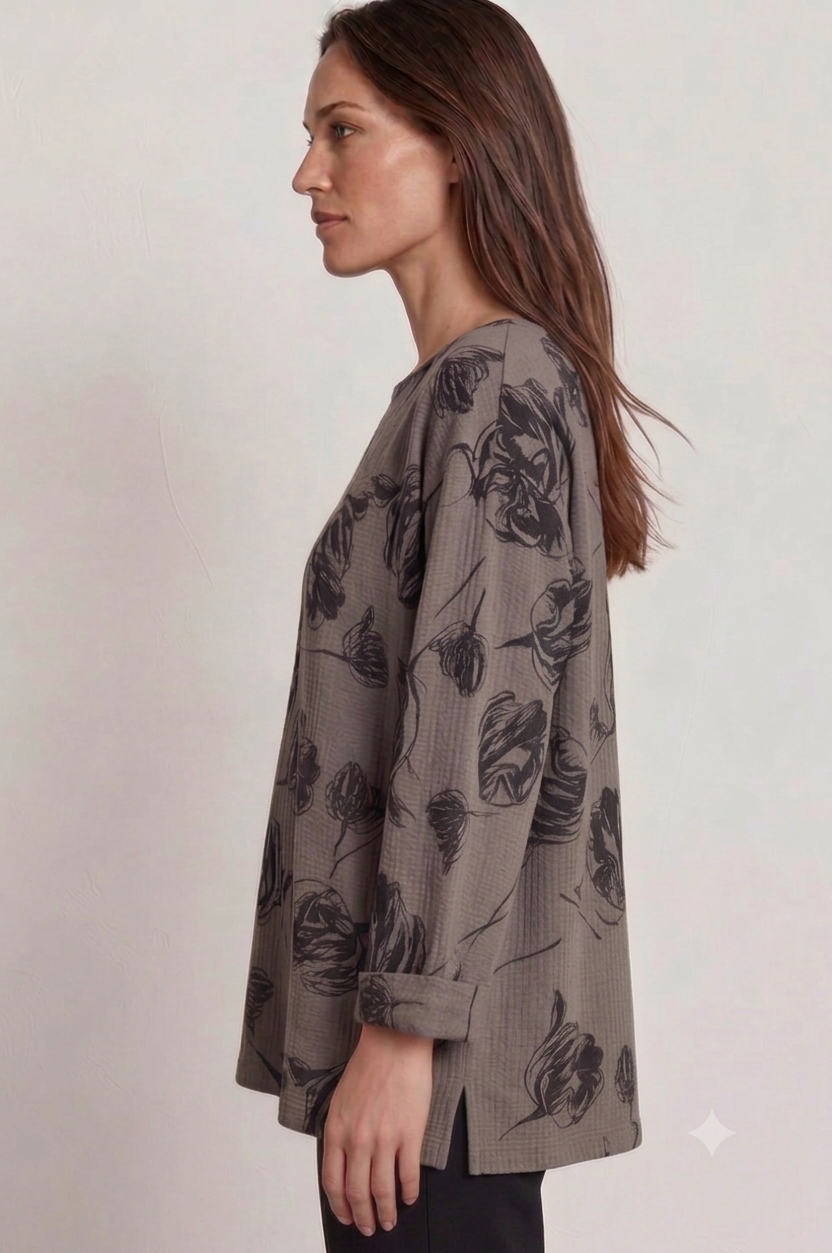 Abstract Floral Crinkle Long Sleeve Top £9.95