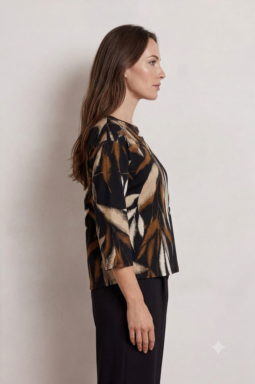 Abstract Foliage Print 3/4 Sleeve Top £9.50