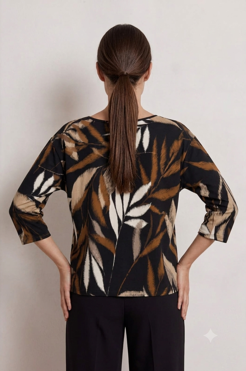 Abstract Foliage Print 3/4 Sleeve Top £9.50