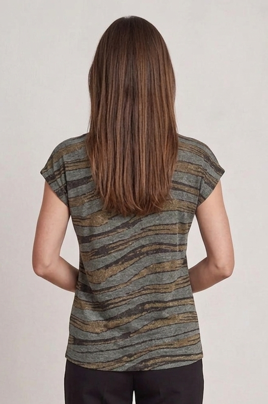 Metallic Abstract Stripe Cap Sleeve Top £6.95