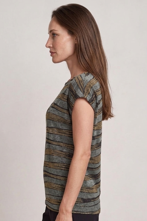 Metallic Abstract Stripe Cap Sleeve Top £6.95