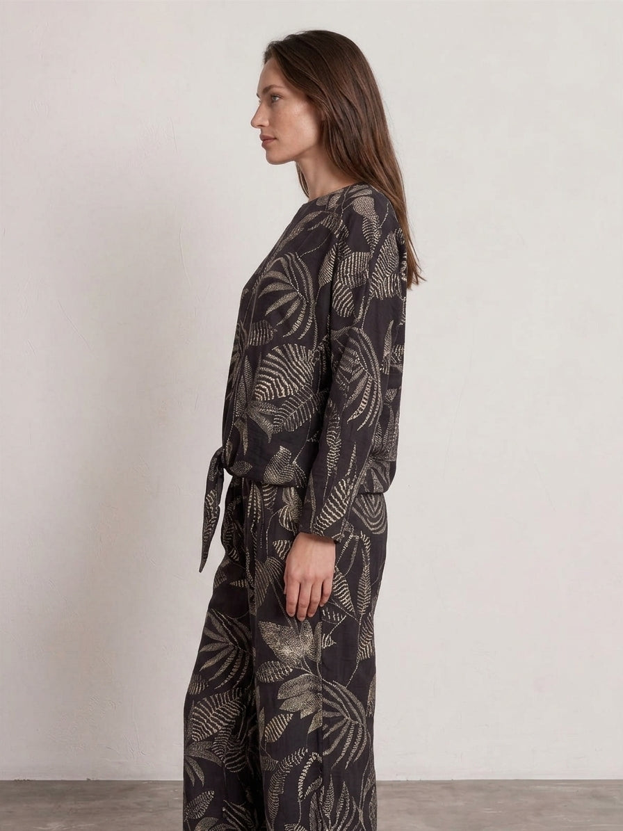 Textured Palm Print Front-Tie Top £8.95