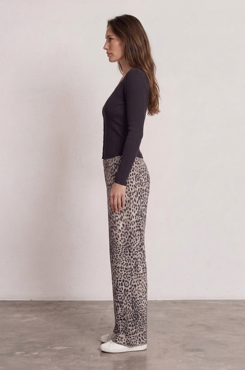 Leopard Print Ribbed Stretch Trousers £8.95