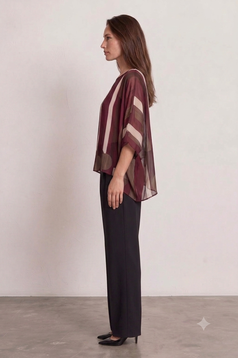 Chiffon Striped Kimono Top