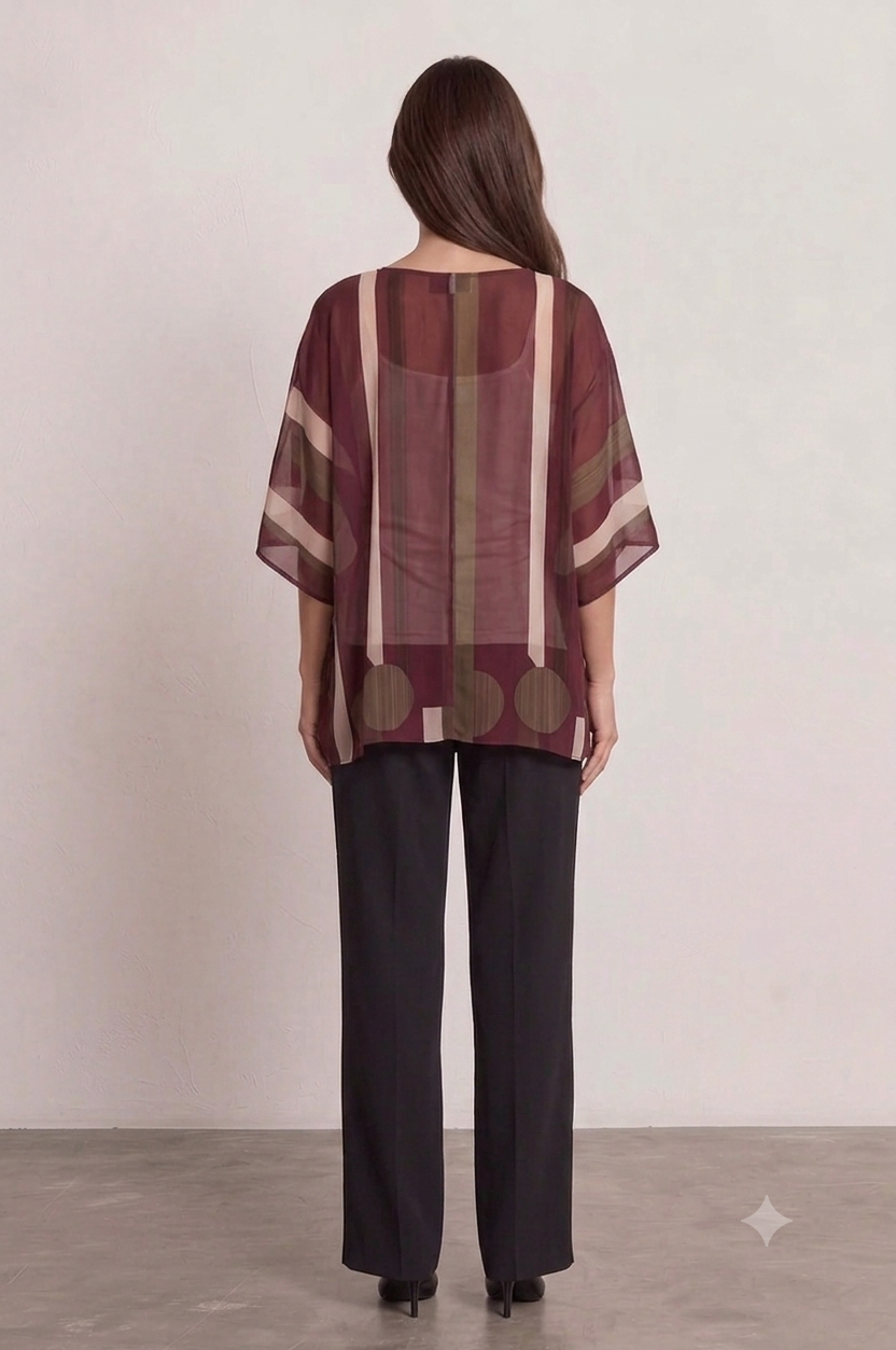 Chiffon Striped Kimono Top