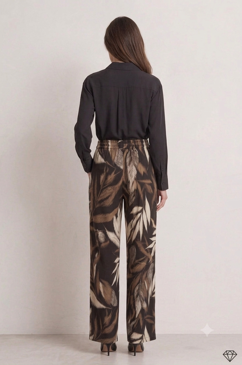 Abstract Leaf Print Wide Leg Trouser £10.95