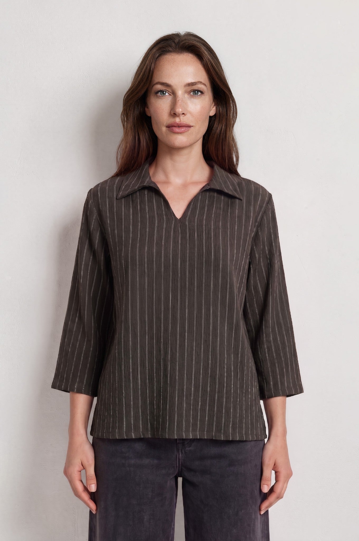 Pinstripe Notch Collar Blouse £7.95
