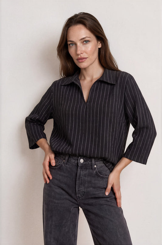 Pinstripe Notch Collar Blouse £7.95