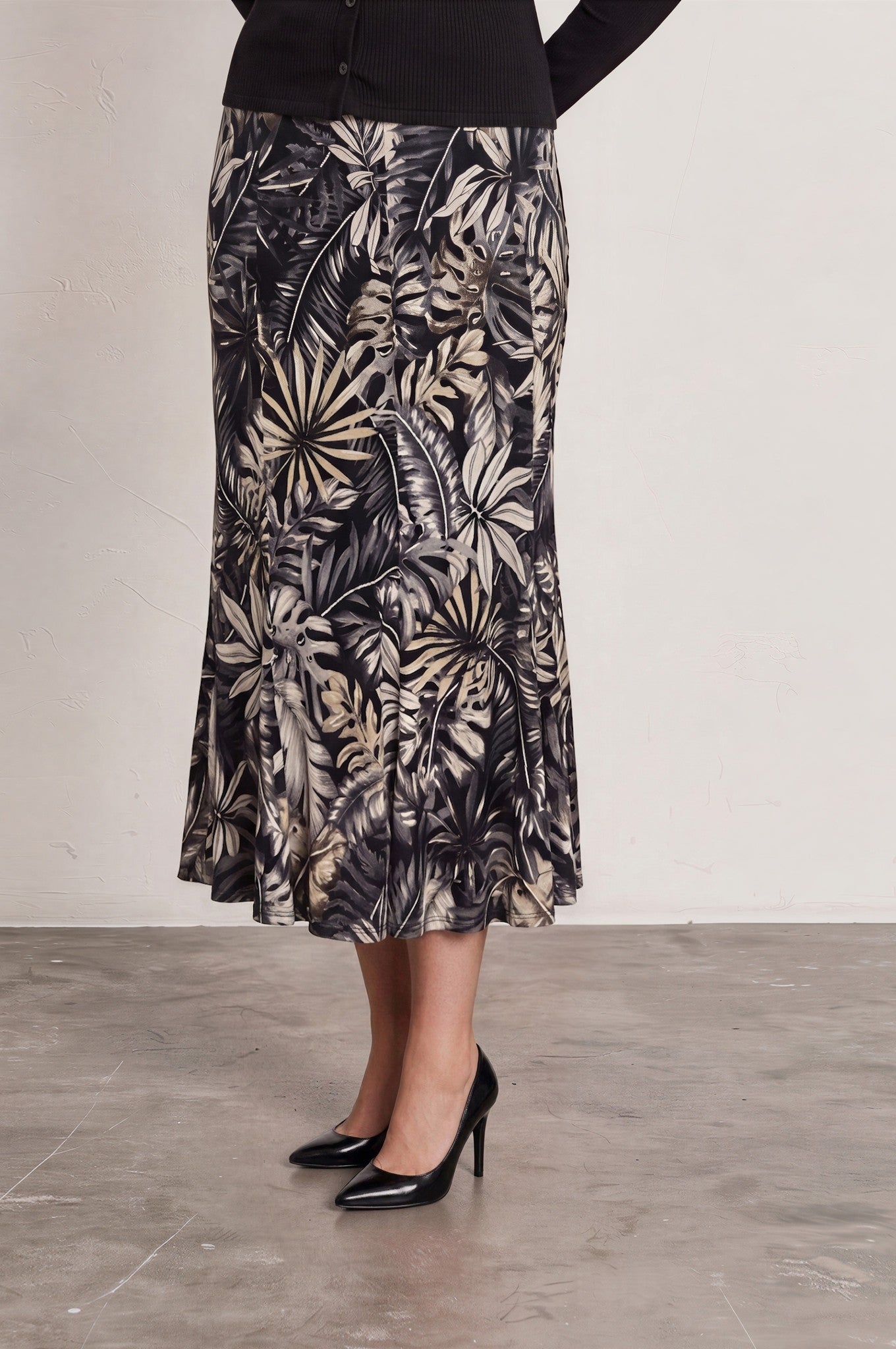 Leaf Print Panel Flare Skirt £11.95
