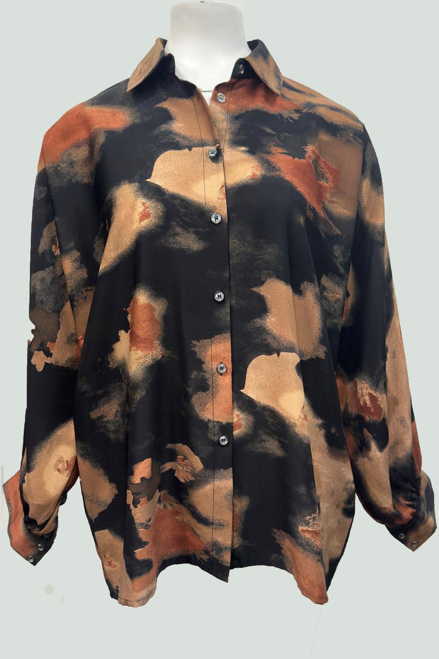 Oversized Batwing Rust Printed Shirt