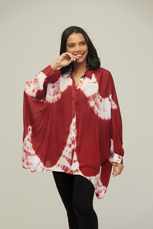 Tie Dye Batwing Loose Fit Shirt Top