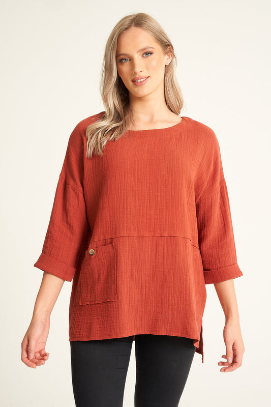 Soft Cotton Front Pocket Top