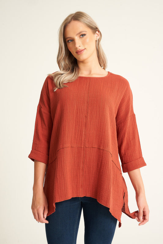 Loose Fit Multi-Panelled Cotton Top