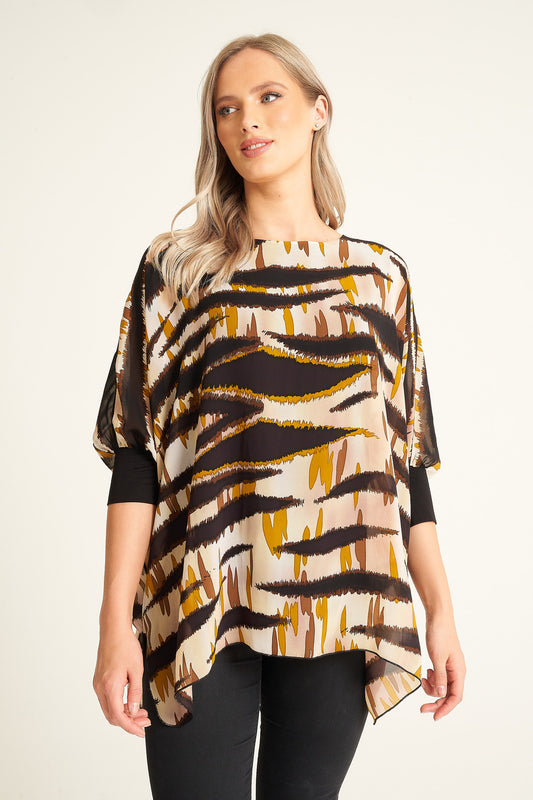 Mustard Animal Print Cape Top