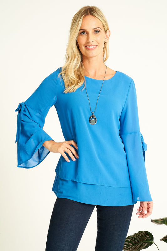 Bell Sleeves Sheer Double Layered Top