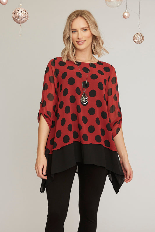 Polka Dot Double Layered Chiffon Top