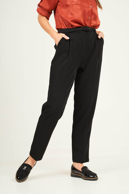 Straight Leg Tapered Classic Trouser With Belt