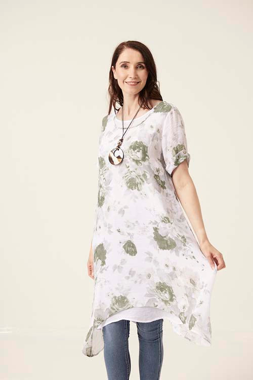 7477-C Double layer short sleeved print Dress (Wholesale Pack Of 7) Pre-Order