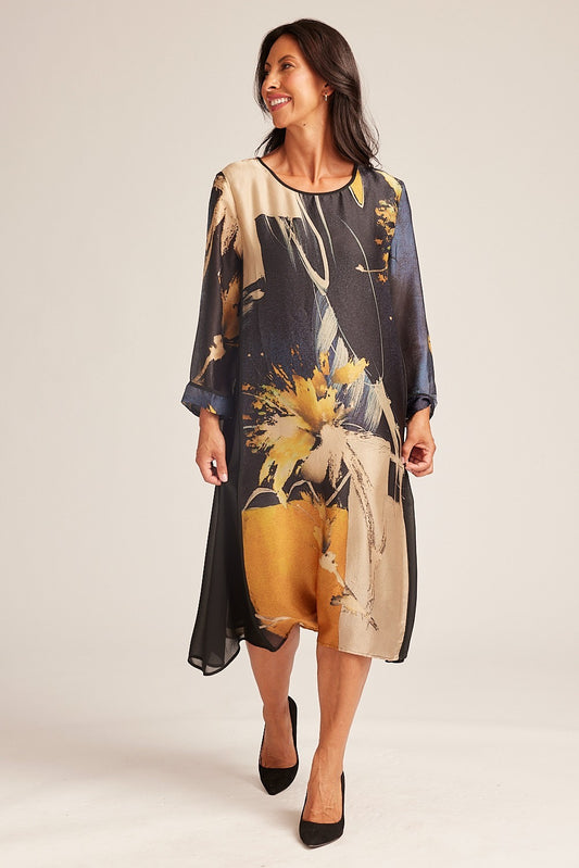 Silk Touch Printed Long Dress