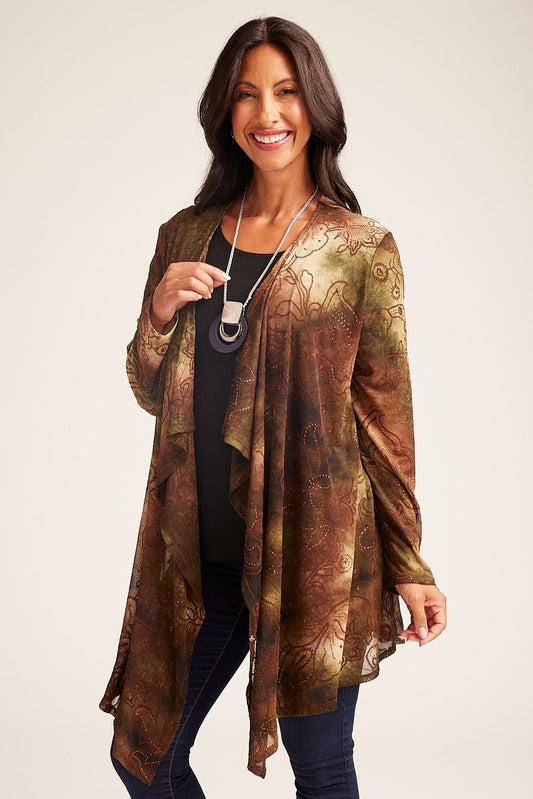 Waterfall Glitter Detail Tie Dye Mesh Jacket