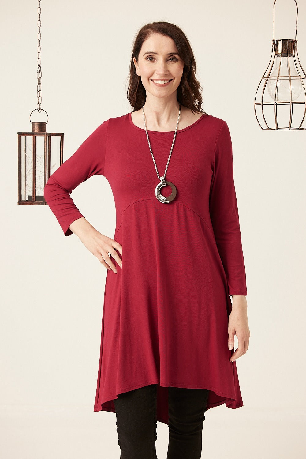 Elliptical Hem Long sleeved Dress