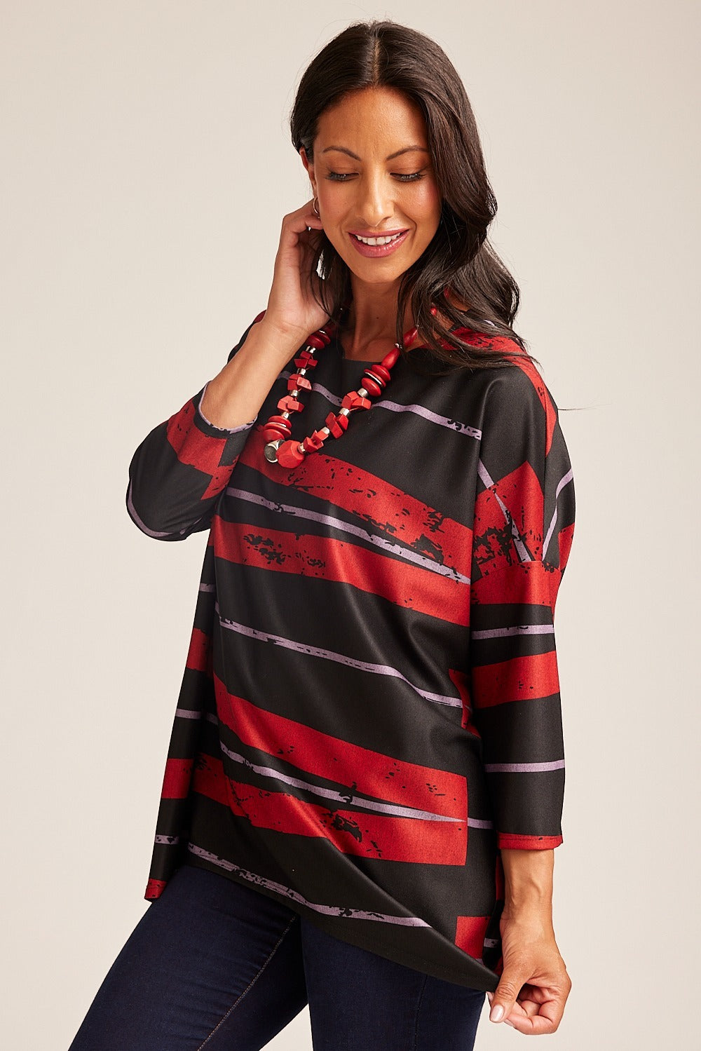 Diagonal Striped Printed Loose Fit Top