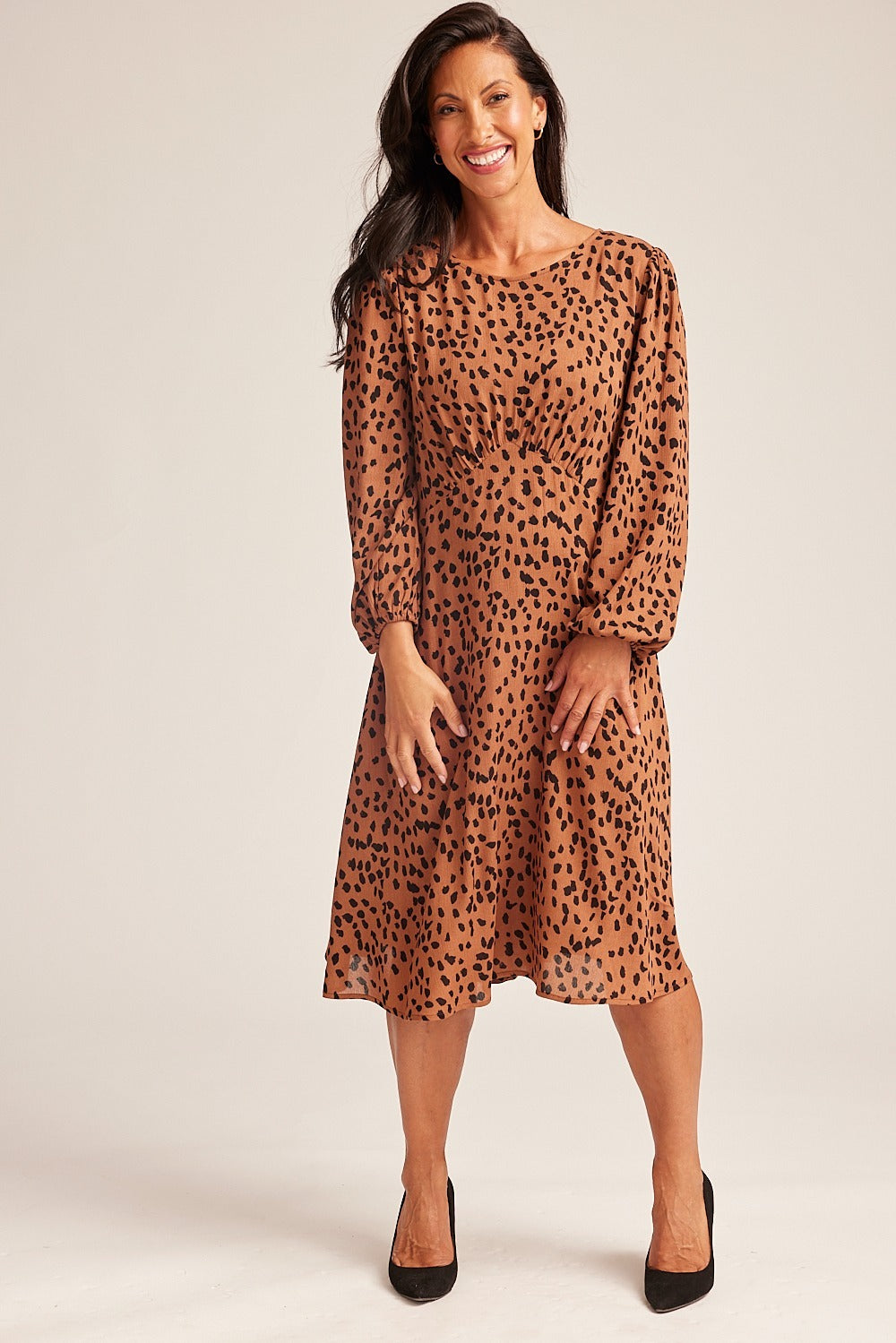 Animal Print Long Sleeved Dress