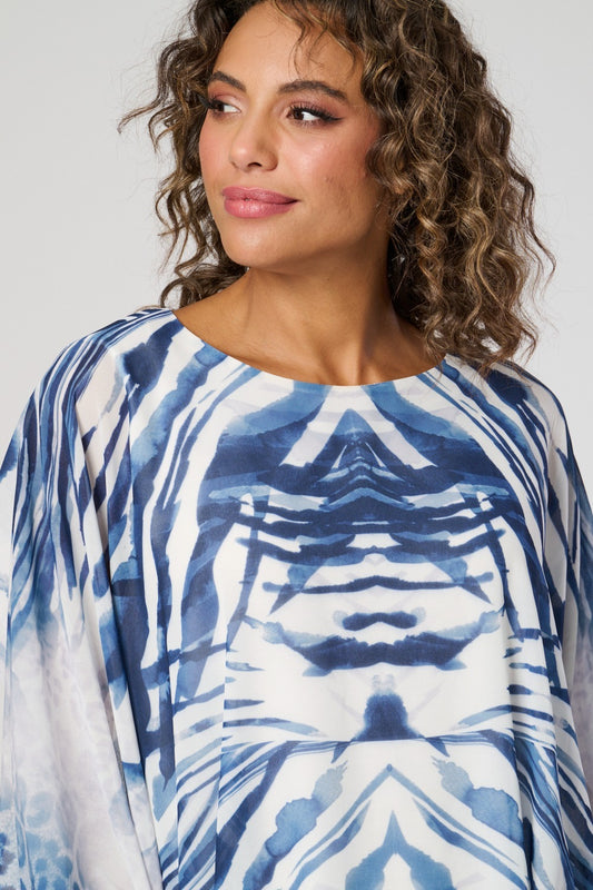 7940-A Abstract Printed Blue Top (Pack of 7) Pre-Order