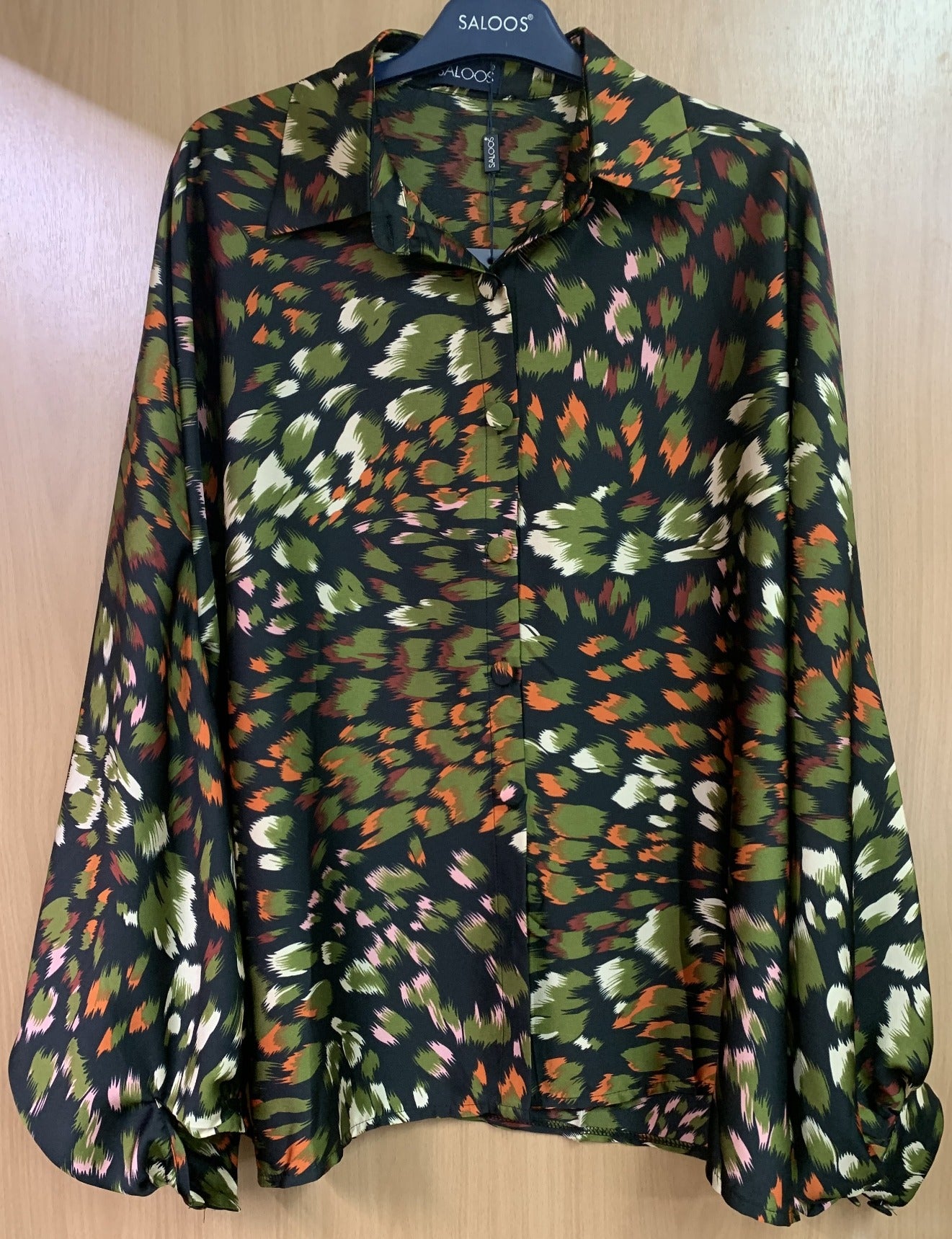 Printed Oversized Shirt with Self-covered Buttons