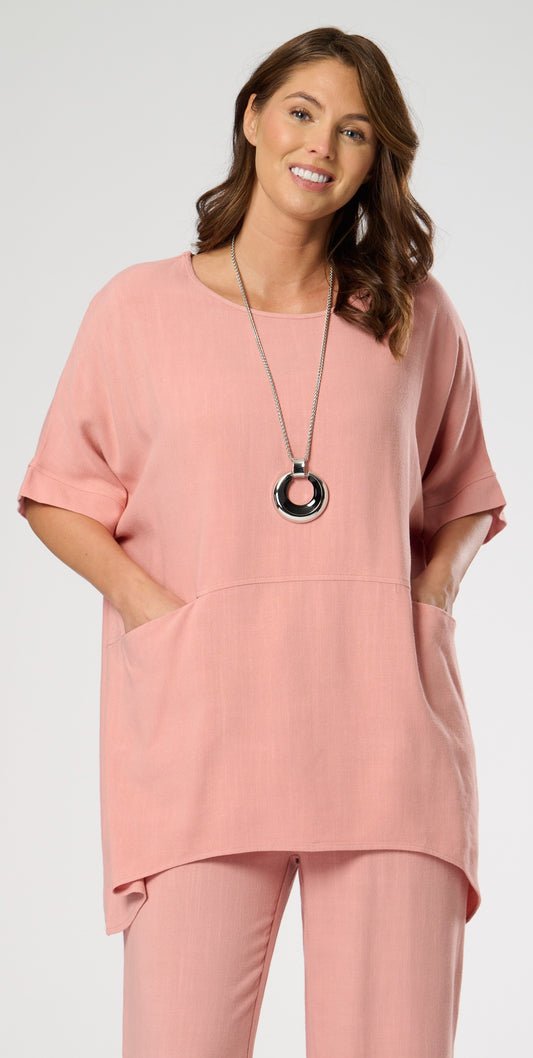 Short Sleeves Pocket Tunic Top