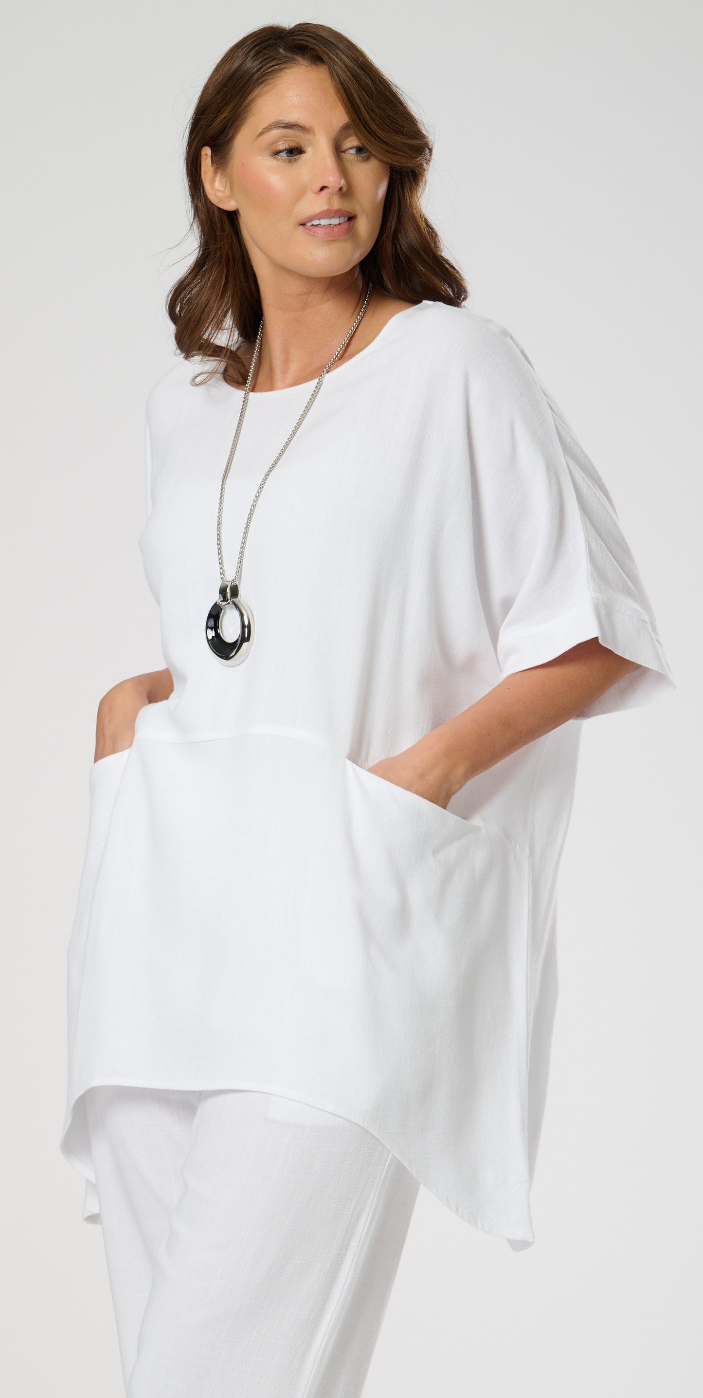 Short Sleeves Pocket Tunic Top