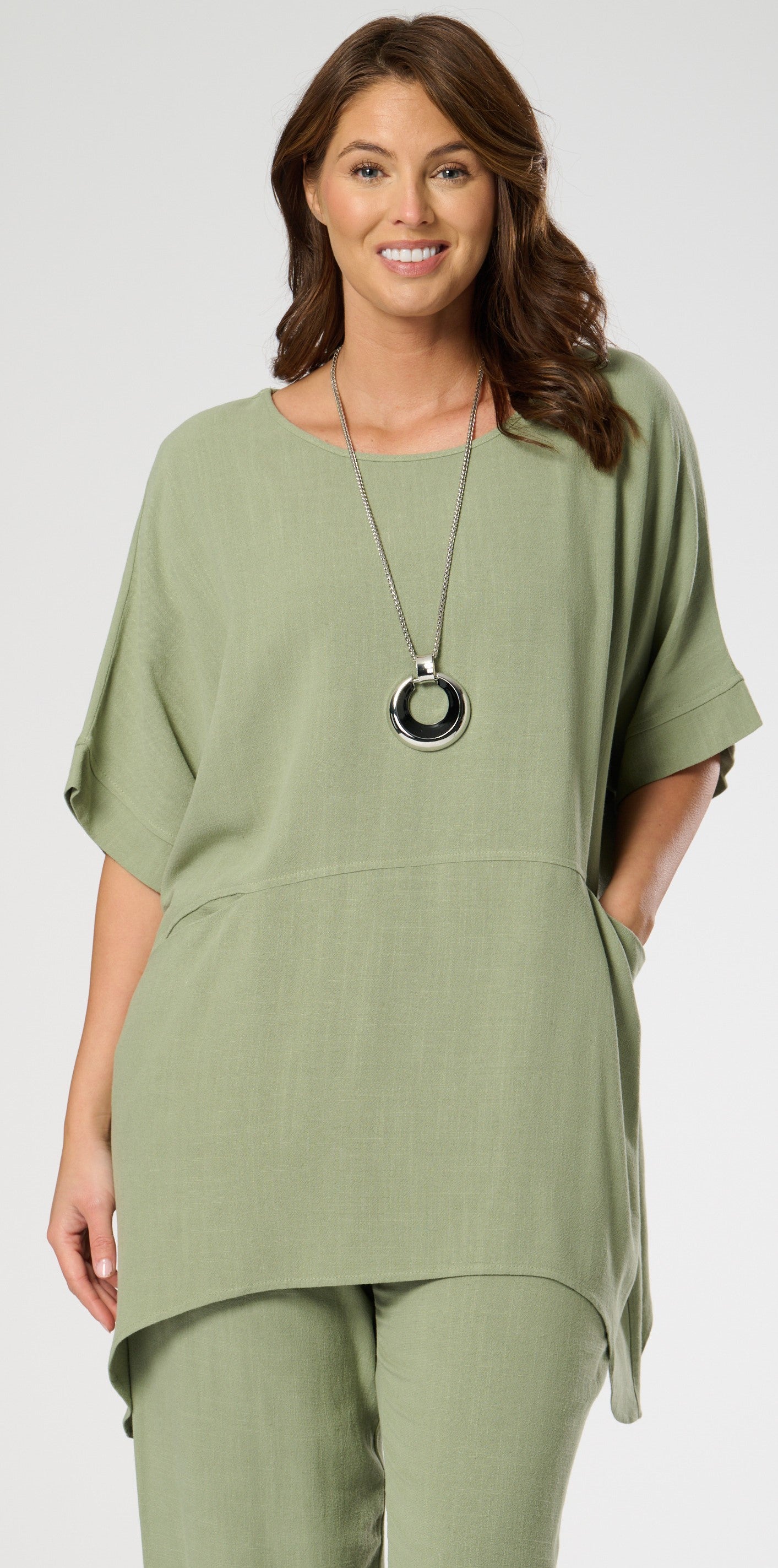 Short Sleeves Pocket Tunic Top