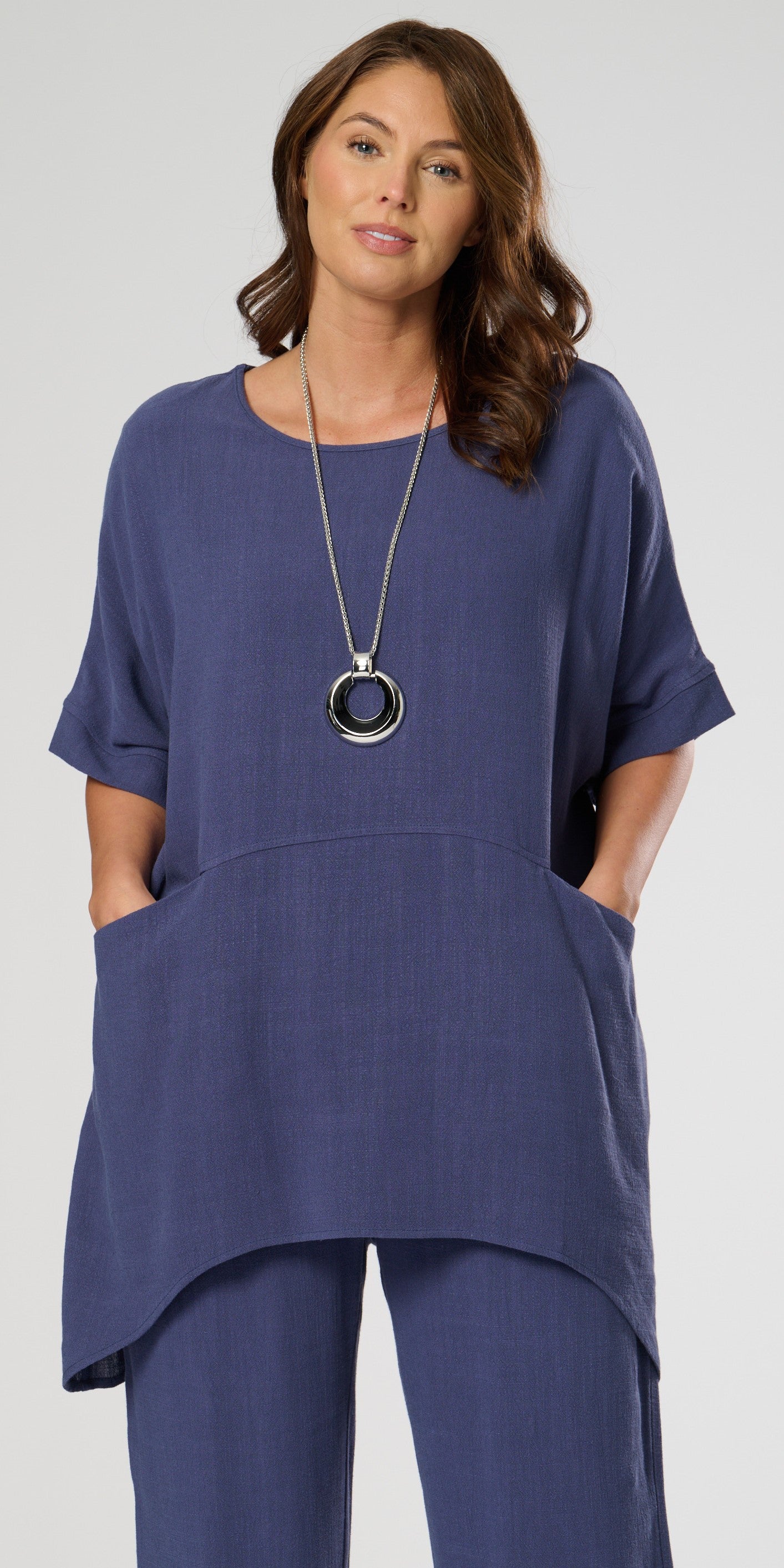 Short Sleeves Pocket Tunic Top