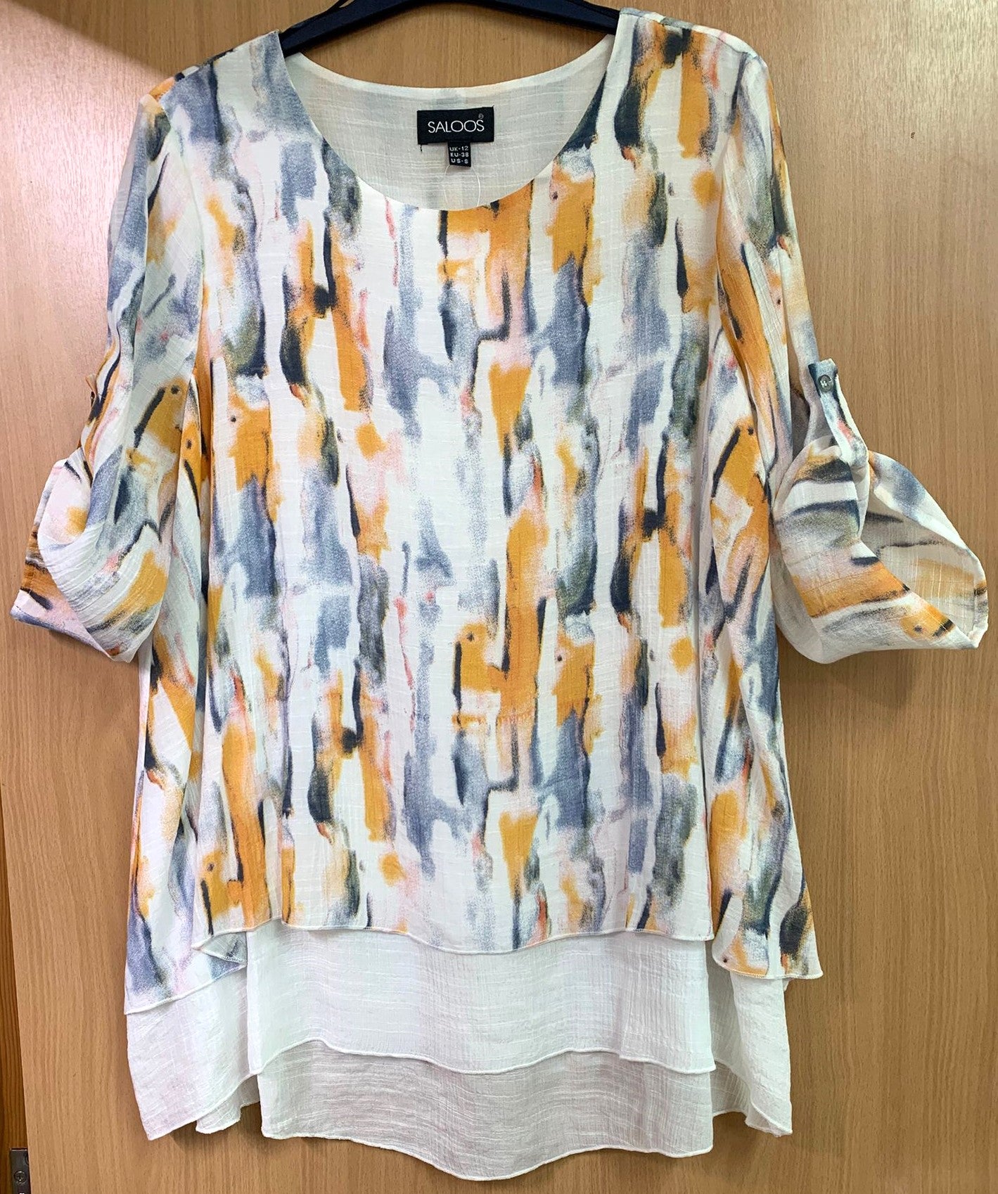 Yellow Abstract Print Double Layered Summer Top