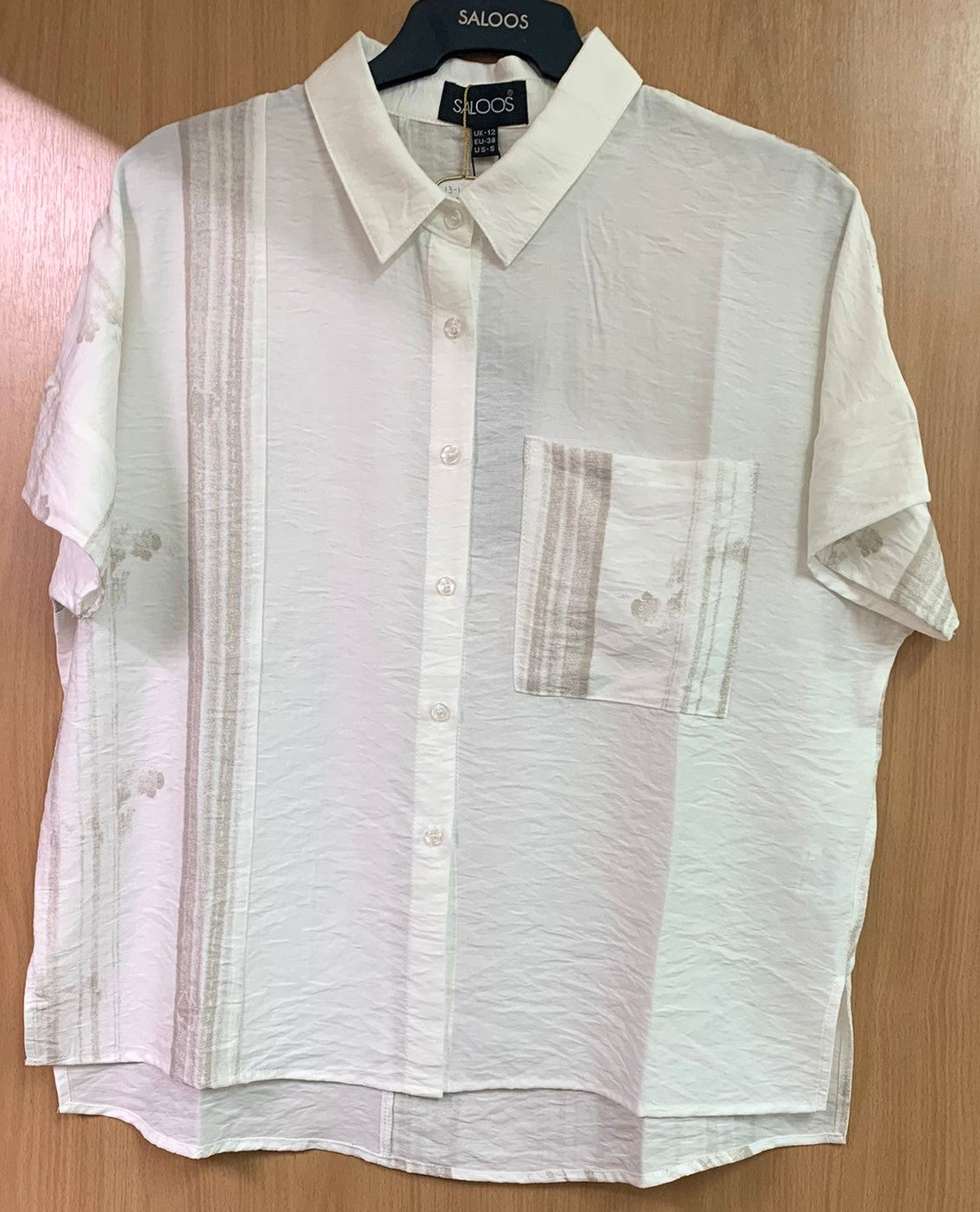 Abstract Print Single Pocket Shirt Top