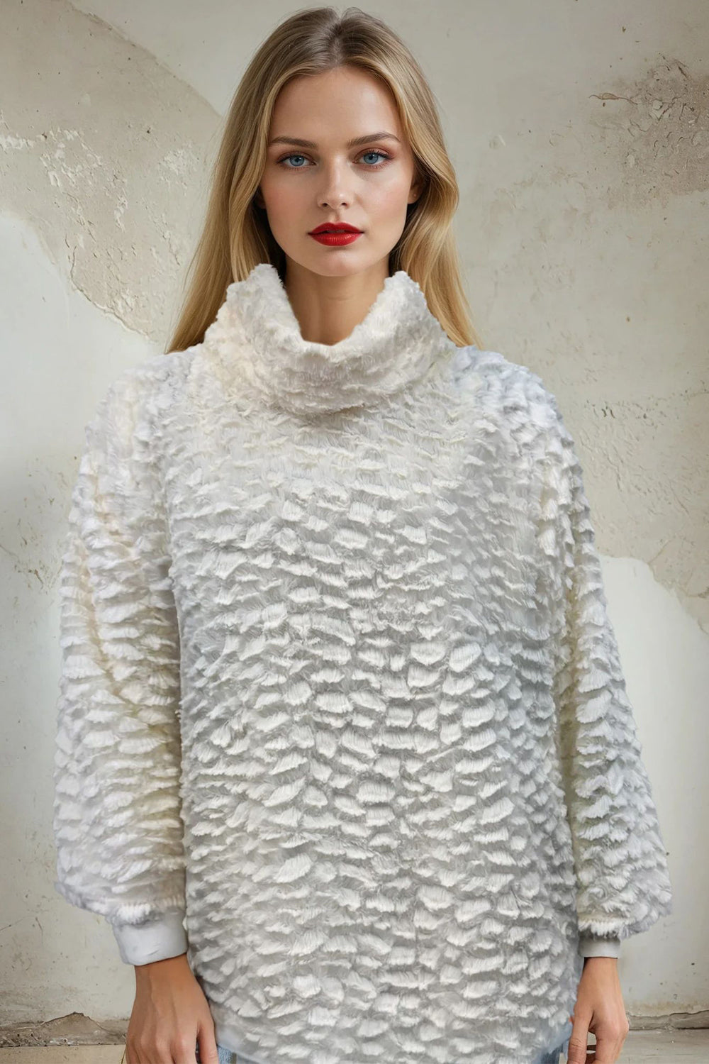 Textured Fleece Loose Fit Top