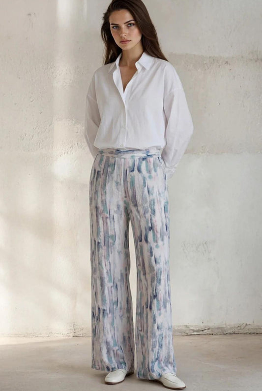 Elegant Multi Coloured Summer Trouser - Elasticated Waist