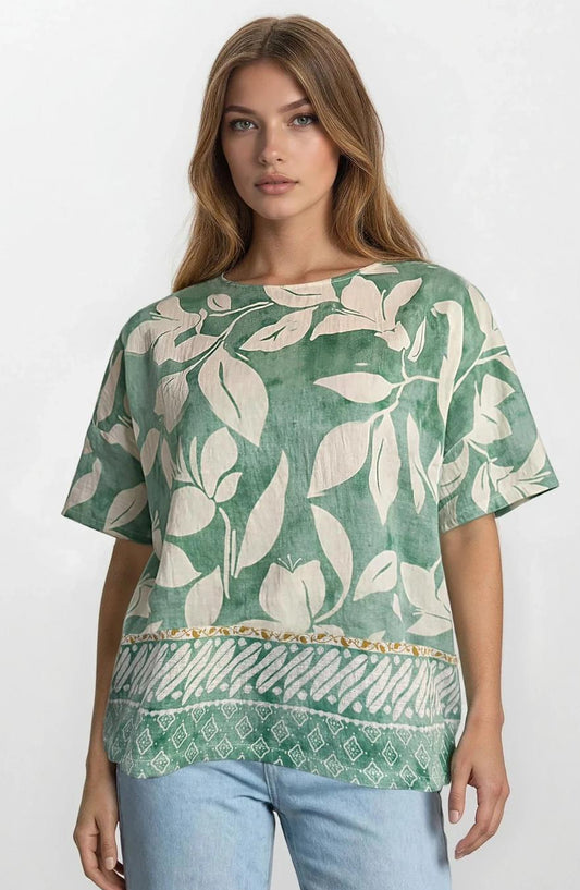 Botanical Print Oversized Top