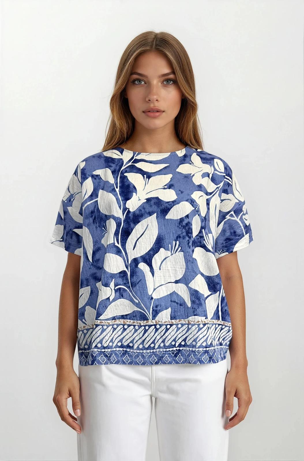 Botanical Print Oversized Top