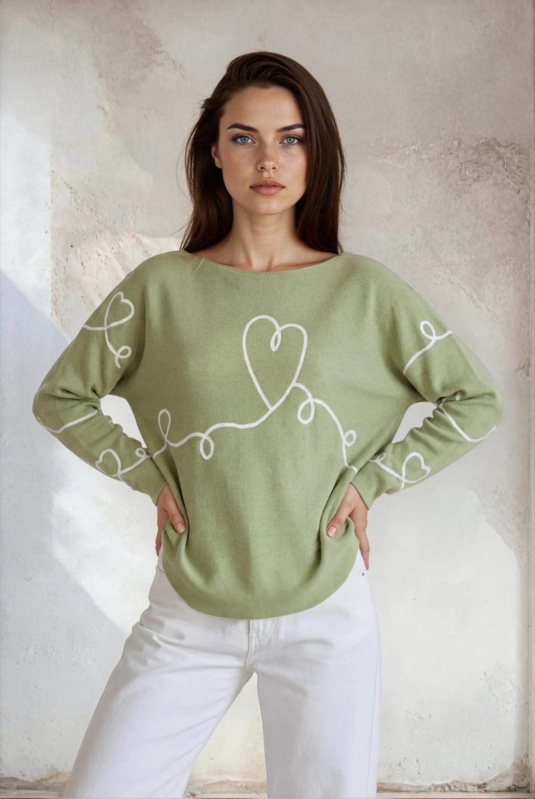 Heart Embroidered Knitted Top