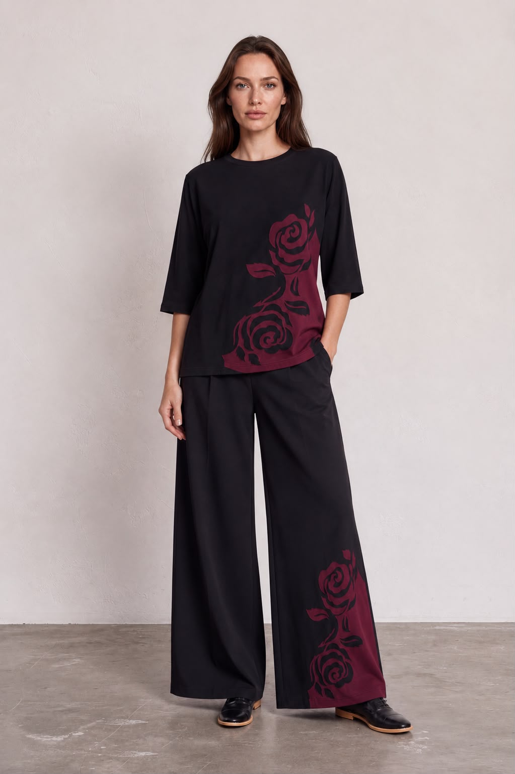 Floral Border Stretch Top
