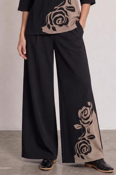 Floral Border Wide Leg Stretch Trousers £11.95